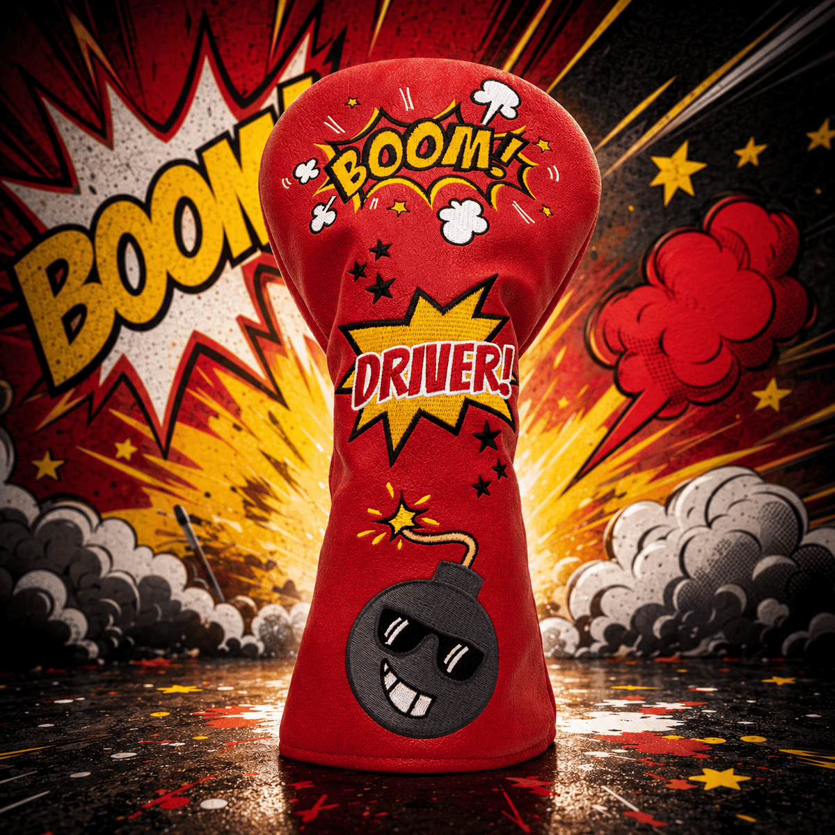 BOOM RED HEADCOVER - Funky HeadcoversBOOM RED HEADCOVERHeadcoverFunky HeadcoversFunky HeadcoversDriverBOOM RED HEADCOVER