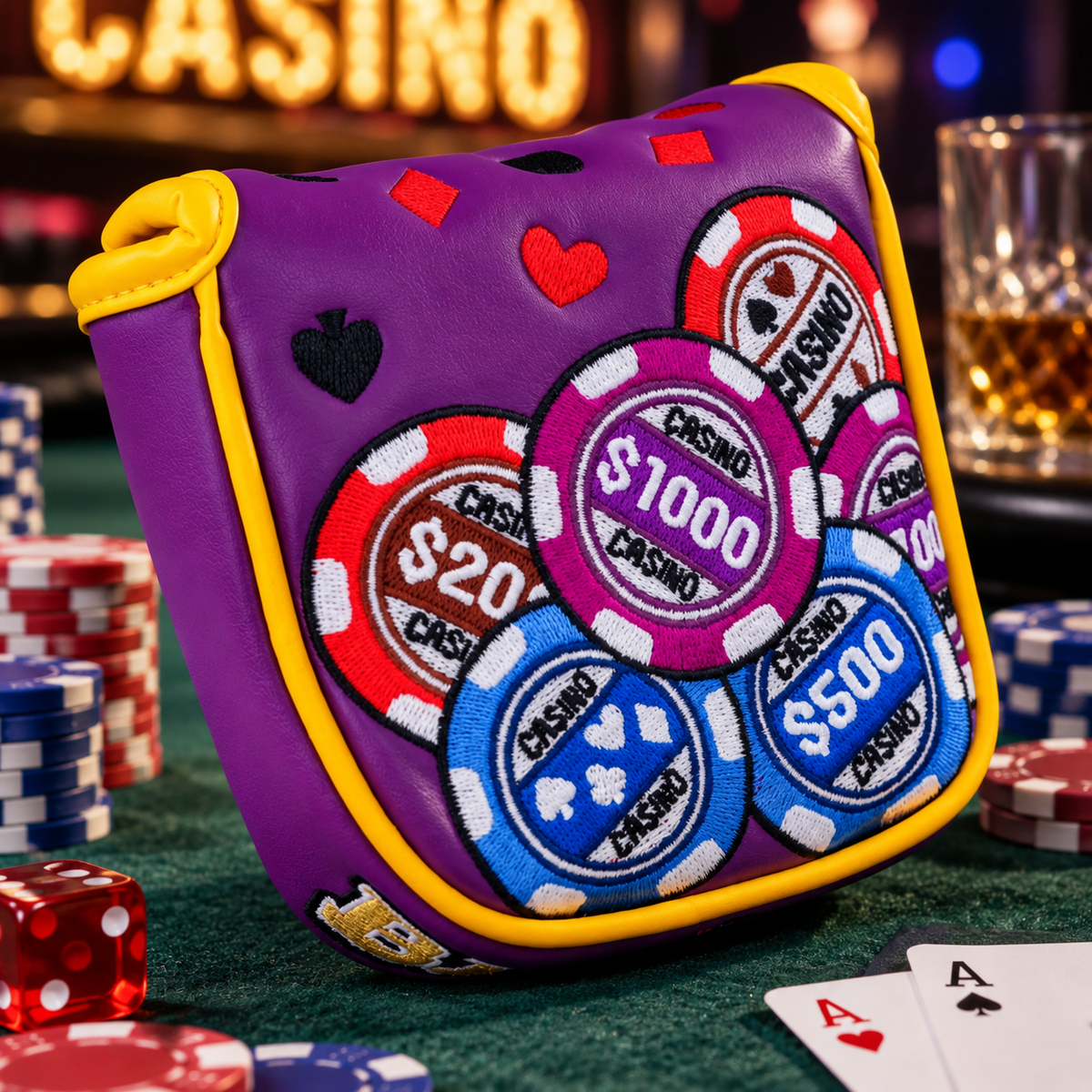 PURPLE CHIPS BIGWIN EMBROIDERY SQAURE PUTTER HEADCOVER - Funky HeadcoversPURPLE CHIPS BIGWIN EMBROIDERY SQAURE PUTTER HEADCOVERFunky HeadcoversFunky Headcovers6011246PURPLE CHIPS BIGWIN EMBROIDERY SQAURE PUTTER HEADCOVER