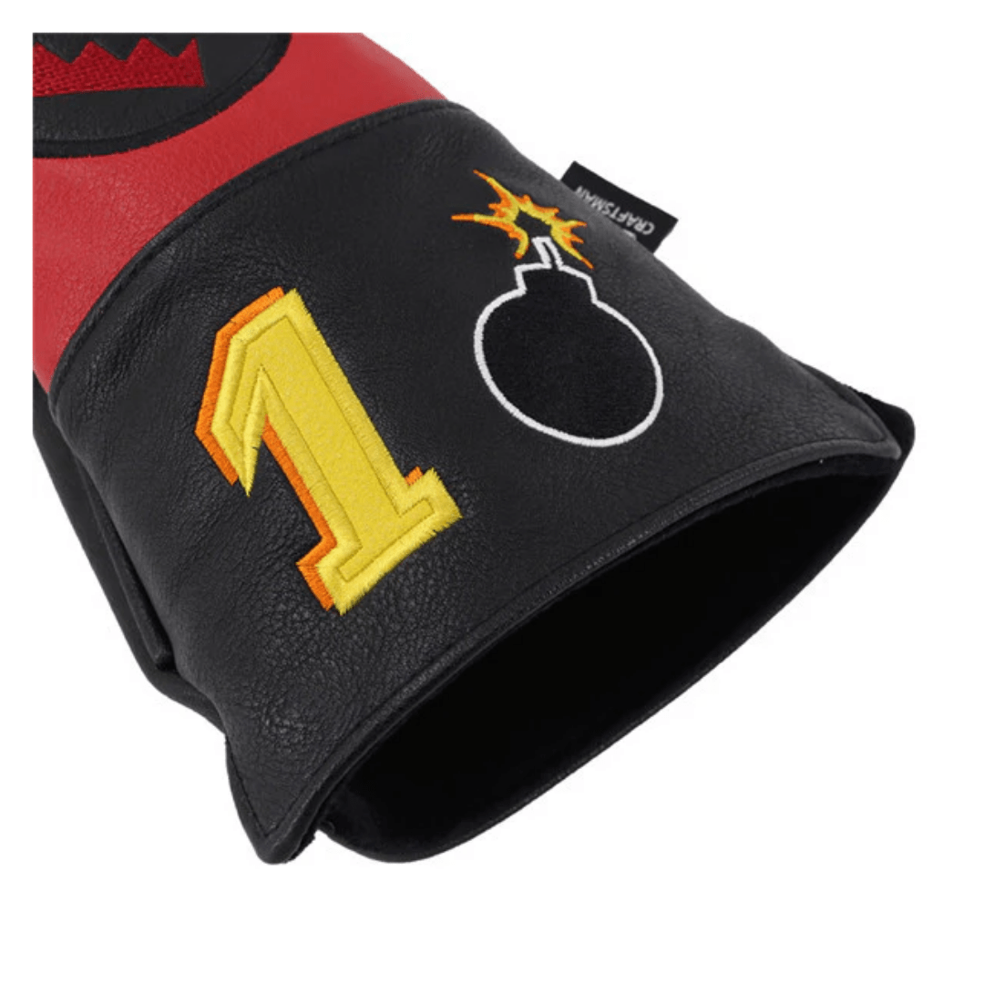 RED BLACK LEATHER ANGRY BOMBS GOLF HEADCOVERS - Funky HeadcoversRED BLACK LEATHER ANGRY BOMBS GOLF HEADCOVERSFunky HeadcoversFunky Headcovers6004300DRIVERRED BLACK LEATHER ANGRY BOMBS GOLF HEADCOVERS