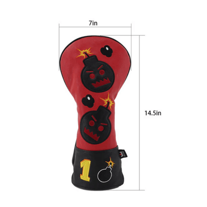 RED BLACK LEATHER ANGRY BOMBS GOLF HEADCOVERS - Funky HeadcoversRED BLACK LEATHER ANGRY BOMBS GOLF HEADCOVERSFunky HeadcoversFunky Headcovers6004300DRIVERRED BLACK LEATHER ANGRY BOMBS GOLF HEADCOVERS
