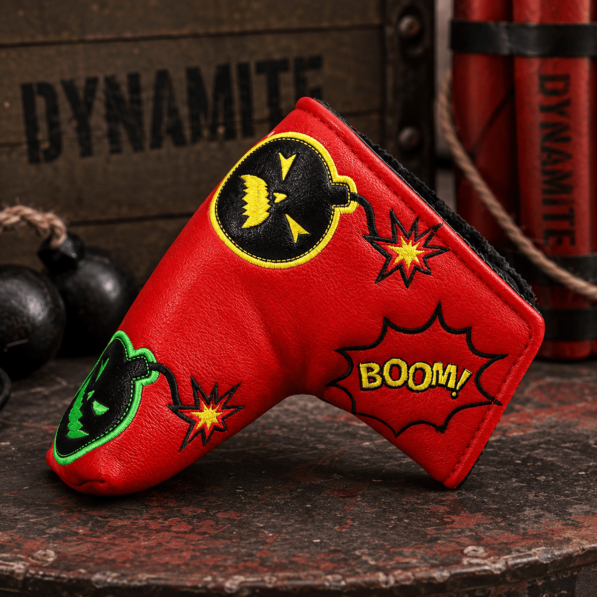 RED PU BLACK BOMB BLADE HEAD COVER - Funky HeadcoversRED PU BLACK BOMB BLADE HEAD COVERFunky HeadcoversFunky Headcovers8300015RED PU BLACK BOMB BLADE HEAD COVER