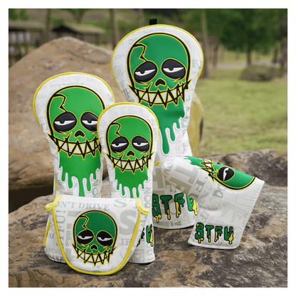 WHITE GREEN SKULL EMBROIDERED GOLF HEAD COVER SET WITH IRON SUCTION - Funky HeadcoversWHITE GREEN SKULL EMBROIDERED GOLF HEAD COVER SET WITH IRON SUCTIONFunky HeadcoversFunky Headcovers6010331DRIVERWHITE GREEN SKULL EMBROIDERED GOLF HEAD COVER SET WITH IRON SUCTION