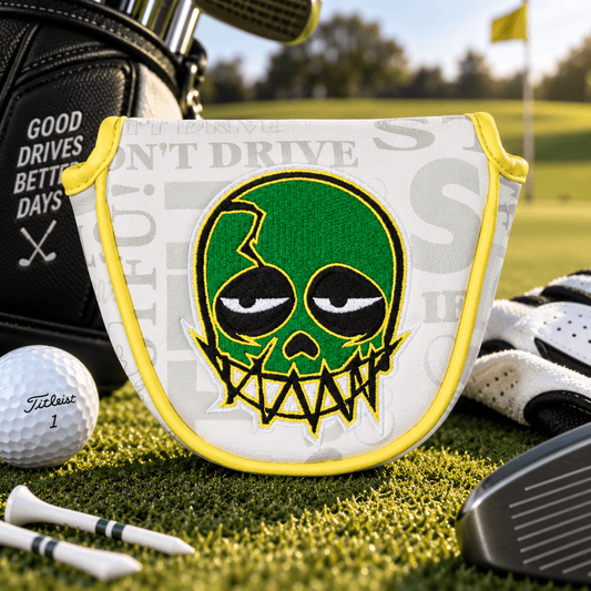 WHITE GREEN SKULL EMBROIDERED MALLET PUTTER HEADCOVER - Funky HeadcoversWHITE GREEN SKULL EMBROIDERED MALLET PUTTER HEADCOVERFunky HeadcoversFunky Headcovers6010939WHITE GREEN SKULL EMBROIDERED MALLET PUTTER HEADCOVER