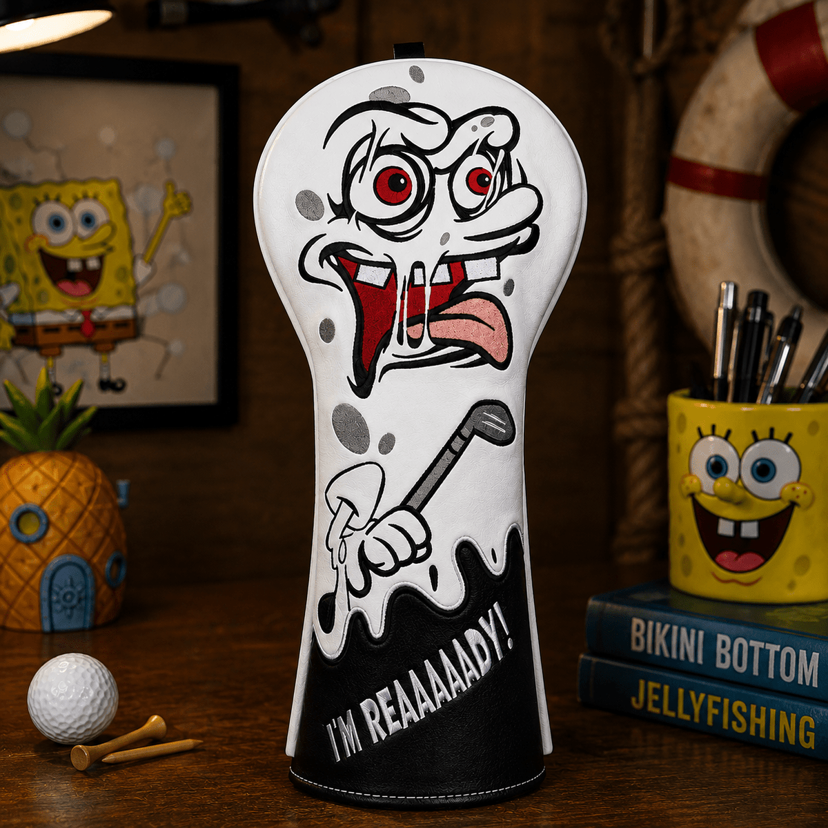 WHITE STITCHING BLACK LEATHER SPONGEBOB DRIVER HEADCOVER - Funky HeadcoversWHITE STITCHING BLACK LEATHER SPONGEBOB DRIVER HEADCOVERFunky HeadcoversFunky Headcovers6010208WHITE STITCHING BLACK LEATHER SPONGEBOB DRIVER HEADCOVER